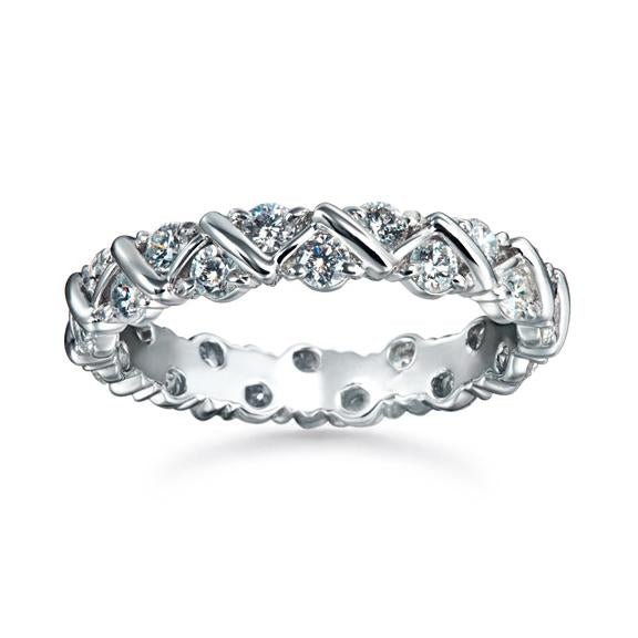 Suwa Platinum Prong Set Diamond Zigzag Band